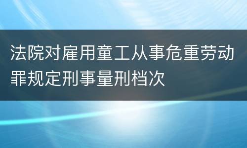 法院对雇用童工从事危重劳动罪规定刑事量刑档次