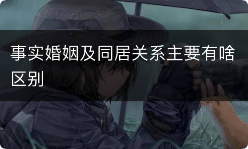 事实婚姻及同居关系主要有啥区别