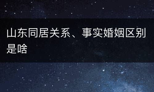 山东同居关系、事实婚姻区别是啥