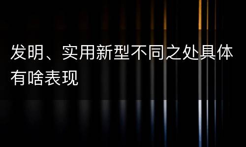 发明、实用新型不同之处具体有啥表现