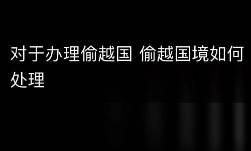 对于办理偷越国 偷越国境如何处理