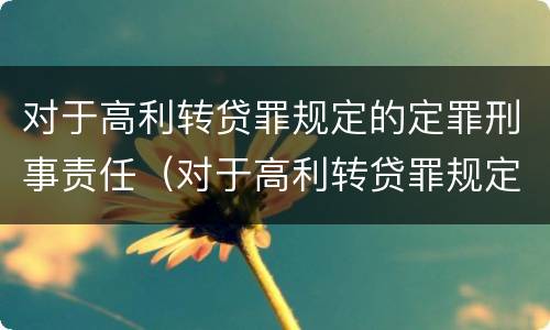 对于高利转贷罪规定的定罪刑事责任（对于高利转贷罪规定的定罪刑事责任是）