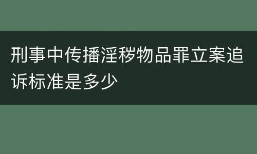 刑事中传播淫秽物品罪立案追诉标准是多少