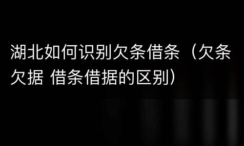 湖北如何识别欠条借条（欠条欠据 借条借据的区别）