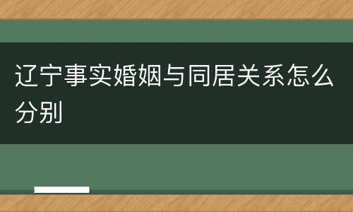 辽宁事实婚姻与同居关系怎么分别