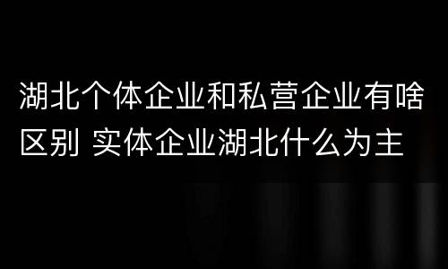 湖北个体企业和私营企业有啥区别 实体企业湖北什么为主