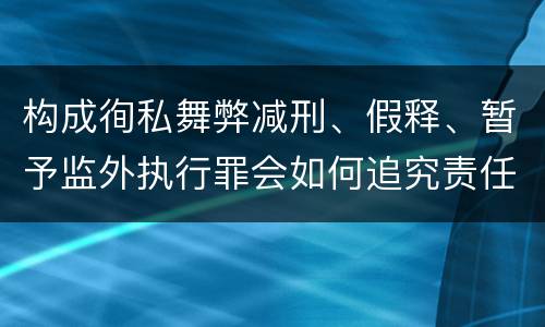 构成徇私舞弊减刑、假释、暂予监外执行罪会如何追究责任