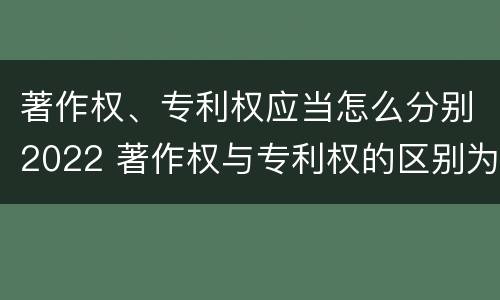 著作权、专利权应当怎么分别2022 著作权与专利权的区别为