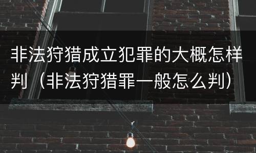 非法狩猎成立犯罪的大概怎样判（非法狩猎罪一般怎么判）