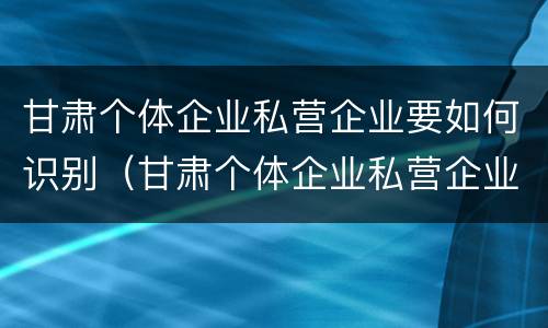 甘肃个体企业私营企业要如何识别（甘肃个体企业私营企业要如何识别真假）