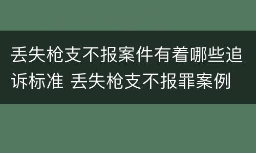 丢失枪支不报案件有着哪些追诉标准 丢失枪支不报罪案例