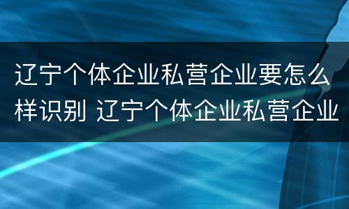 辽宁个体企业私营企业要怎么样识别 辽宁个体企业私营企业要怎么样识别企业名称