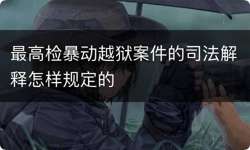 最高检暴动越狱案件的司法解释怎样规定的