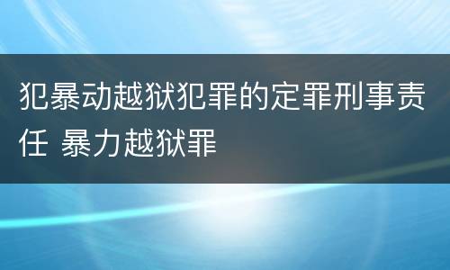 犯暴动越狱犯罪的定罪刑事责任 暴力越狱罪