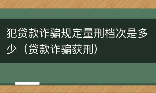 犯贷款诈骗规定量刑档次是多少（贷款诈骗获刑）