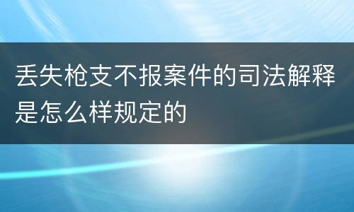 丢失枪支不报案件的司法解释是怎么样规定的