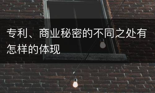 专利、商业秘密的不同之处有怎样的体现