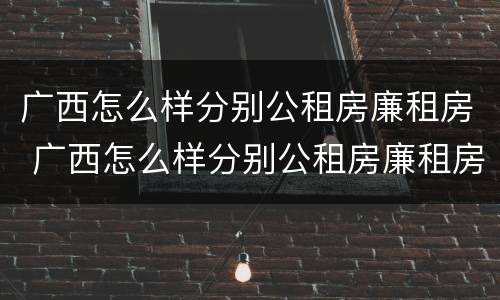 广西怎么样分别公租房廉租房 广西怎么样分别公租房廉租房和住房