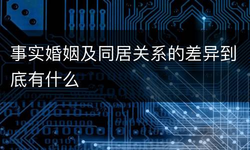 事实婚姻及同居关系的差异到底有什么
