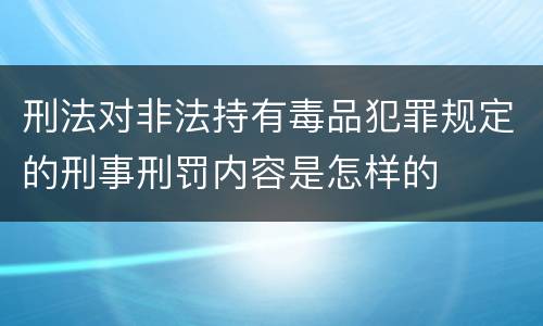 刑法对非法持有毒品犯罪规定的刑事刑罚内容是怎样的