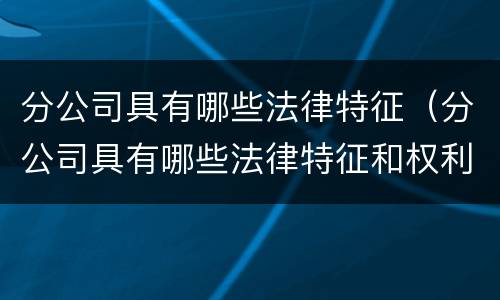 分公司具有哪些法律特征（分公司具有哪些法律特征和权利）