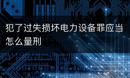 犯了过失损坏电力设备罪应当怎么量刑
