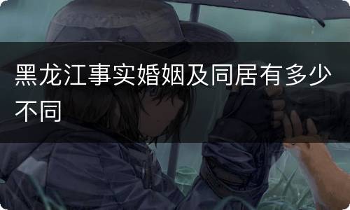 黑龙江事实婚姻及同居有多少不同