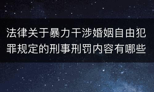 法律关于暴力干涉婚姻自由犯罪规定的刑事刑罚内容有哪些