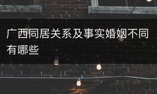 广西同居关系及事实婚姻不同有哪些