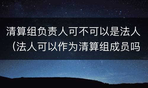 清算组负责人可不可以是法人（法人可以作为清算组成员吗）