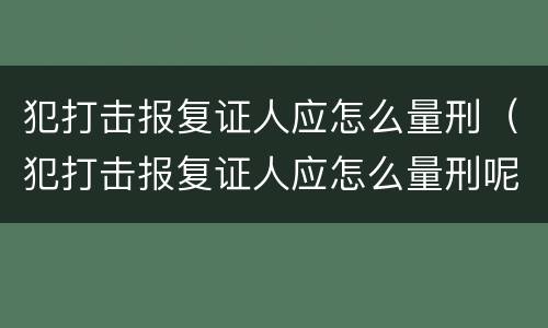 犯打击报复证人应怎么量刑（犯打击报复证人应怎么量刑呢）