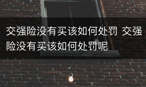 交强险没有买该如何处罚 交强险没有买该如何处罚呢