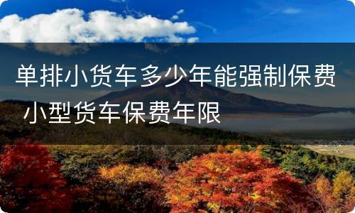 单排小货车多少年能强制保费 小型货车保费年限