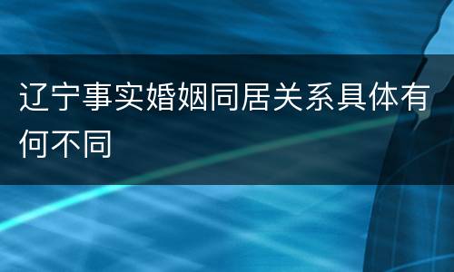 辽宁事实婚姻同居关系具体有何不同