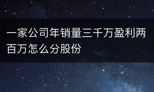 一家公司年销量三千万盈利两百万怎么分股份