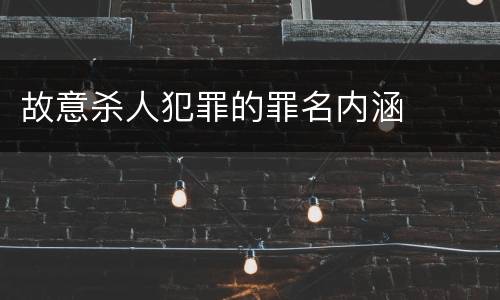 故意杀人犯罪的罪名内涵