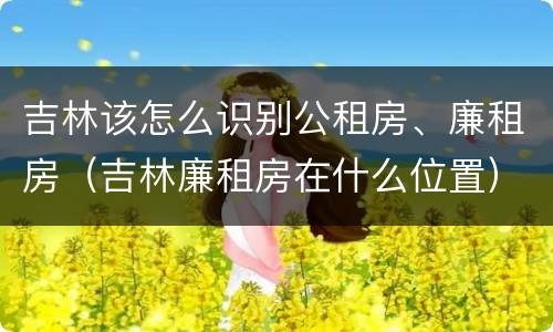 吉林该怎么识别公租房、廉租房（吉林廉租房在什么位置）