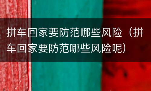 拼车回家要防范哪些风险（拼车回家要防范哪些风险呢）