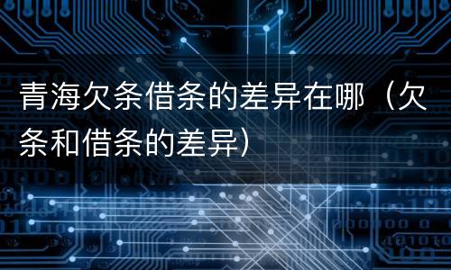 青海欠条借条的差异在哪（欠条和借条的差异）