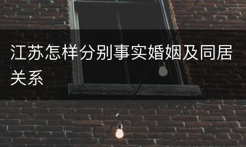 江苏怎样分别事实婚姻及同居关系