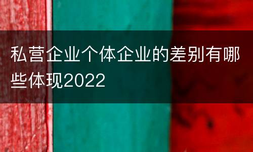 私营企业个体企业的差别有哪些体现2022