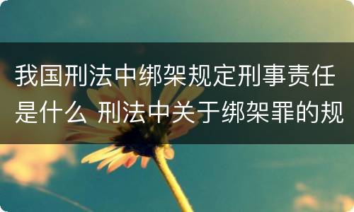 我国刑法中绑架规定刑事责任是什么 刑法中关于绑架罪的规定