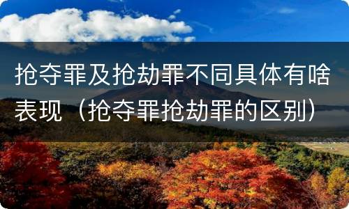 抢夺罪及抢劫罪不同具体有啥表现（抢夺罪抢劫罪的区别）