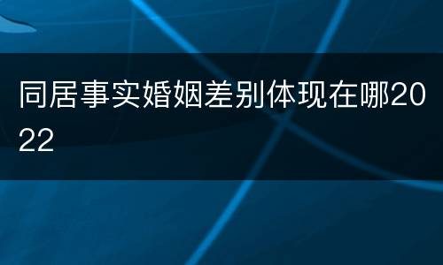 同居事实婚姻差别体现在哪2022