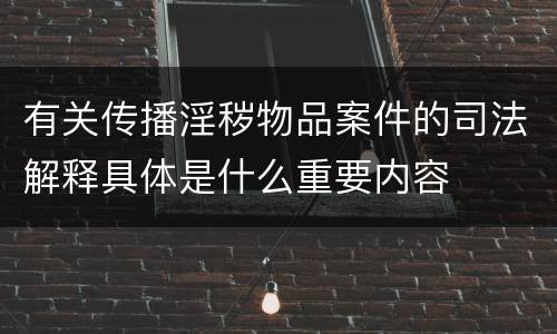 有关传播淫秽物品案件的司法解释具体是什么重要内容