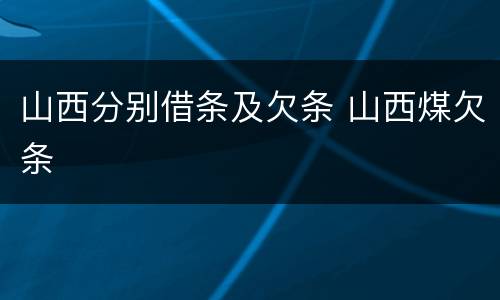山西分别借条及欠条 山西煤欠条