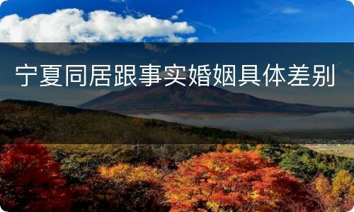 宁夏同居跟事实婚姻具体差别