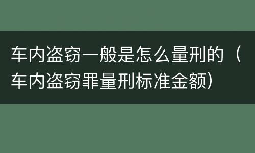 车内盗窃一般是怎么量刑的(车内盗窃罪量刑标准金额)