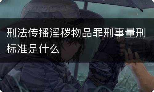 刑法传播淫秽物品罪刑事量刑标准是什么