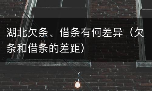 湖北欠条、借条有何差异（欠条和借条的差距）